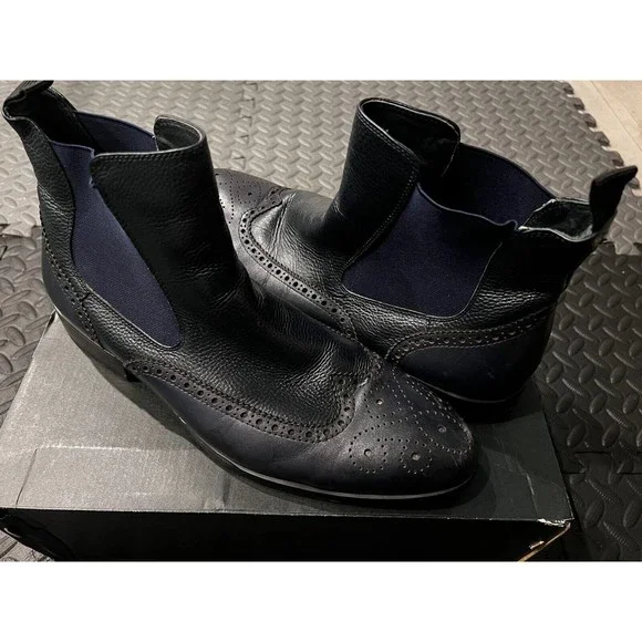 Zanzara | Shoes | Mens Zanzara Black Leather Navy Blue  display picture 3